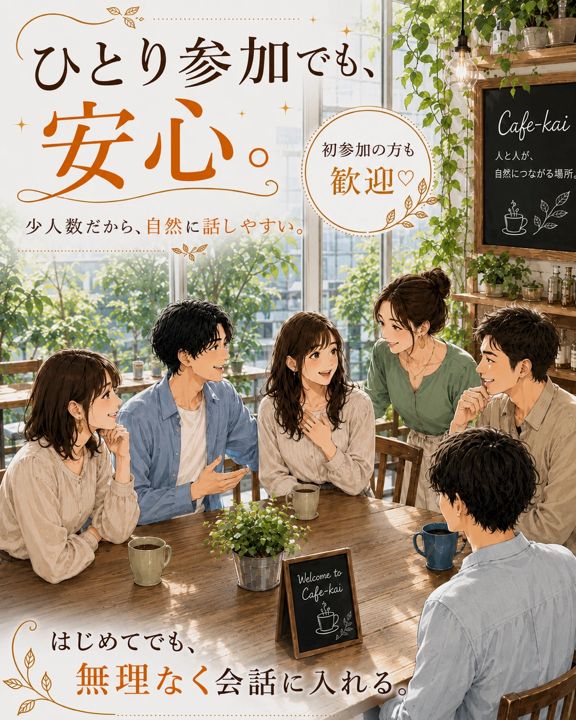 一人参加でも安心して会話に入れるカフェ会の雰囲気