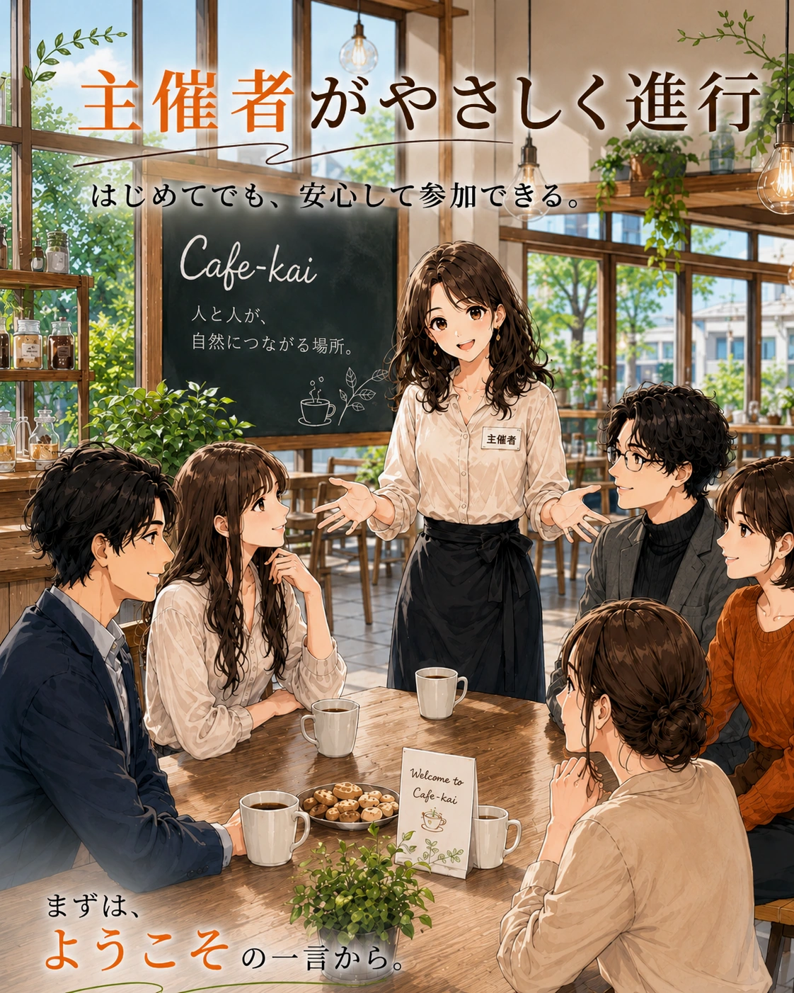 主催者がやさしく進行するカフェ会の雰囲気
